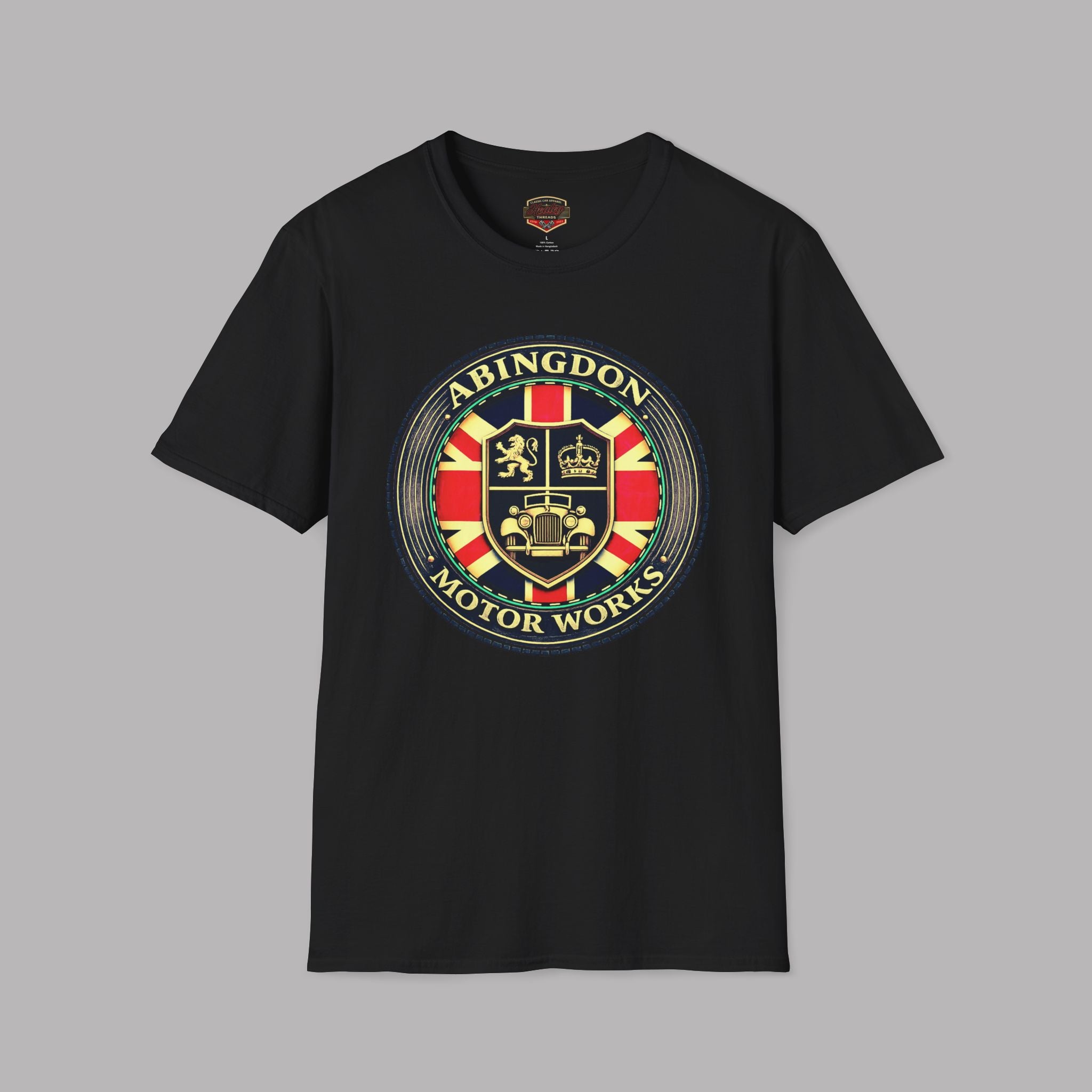 Abingdon Motor Works T‑Shirt — Vintage British Car Emblem Tee