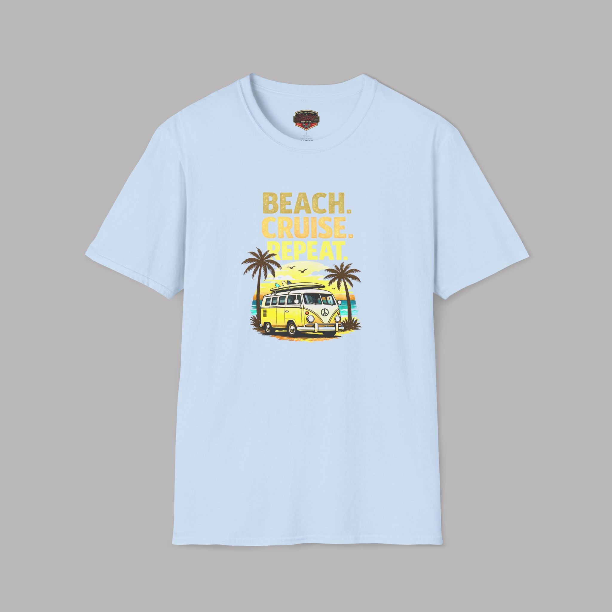 Beach Cruise Repeat Tee - Retro Palm Sunset Shirt