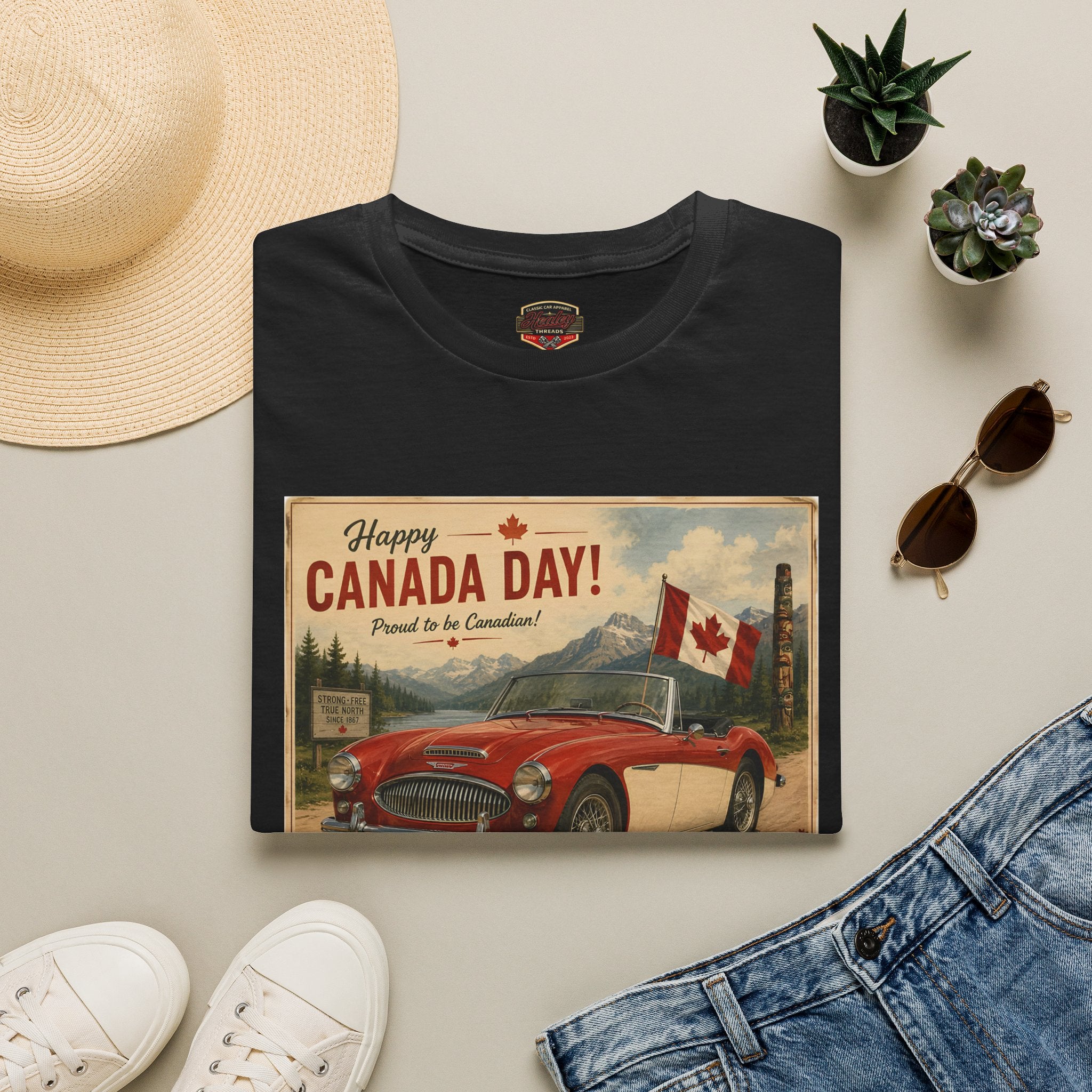 Happy Canada Day Classic Roadster T-Shirt – Vintage British Sports Car Tee