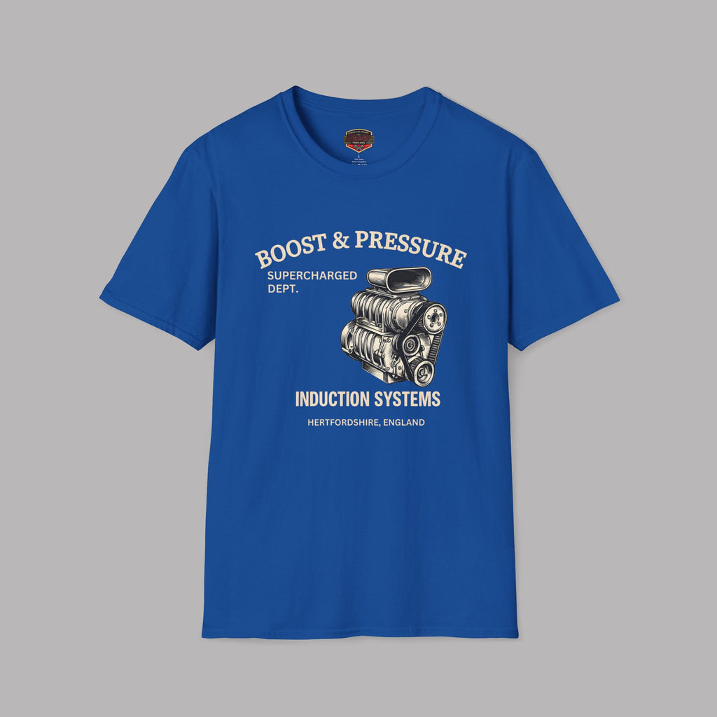 Boost & Pressure Engine T-Shirt — Vintage Car Mechanics Tee