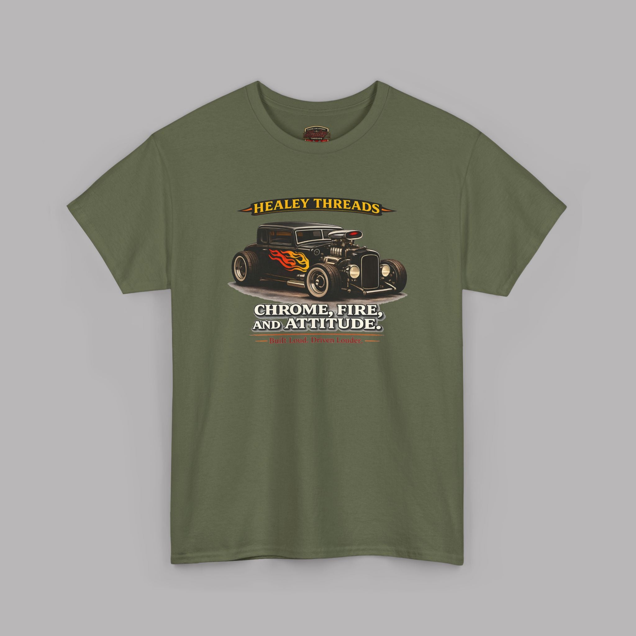 Chrome Fire Attitude Hot Rod Tee | Classic Car Gift Shirt
