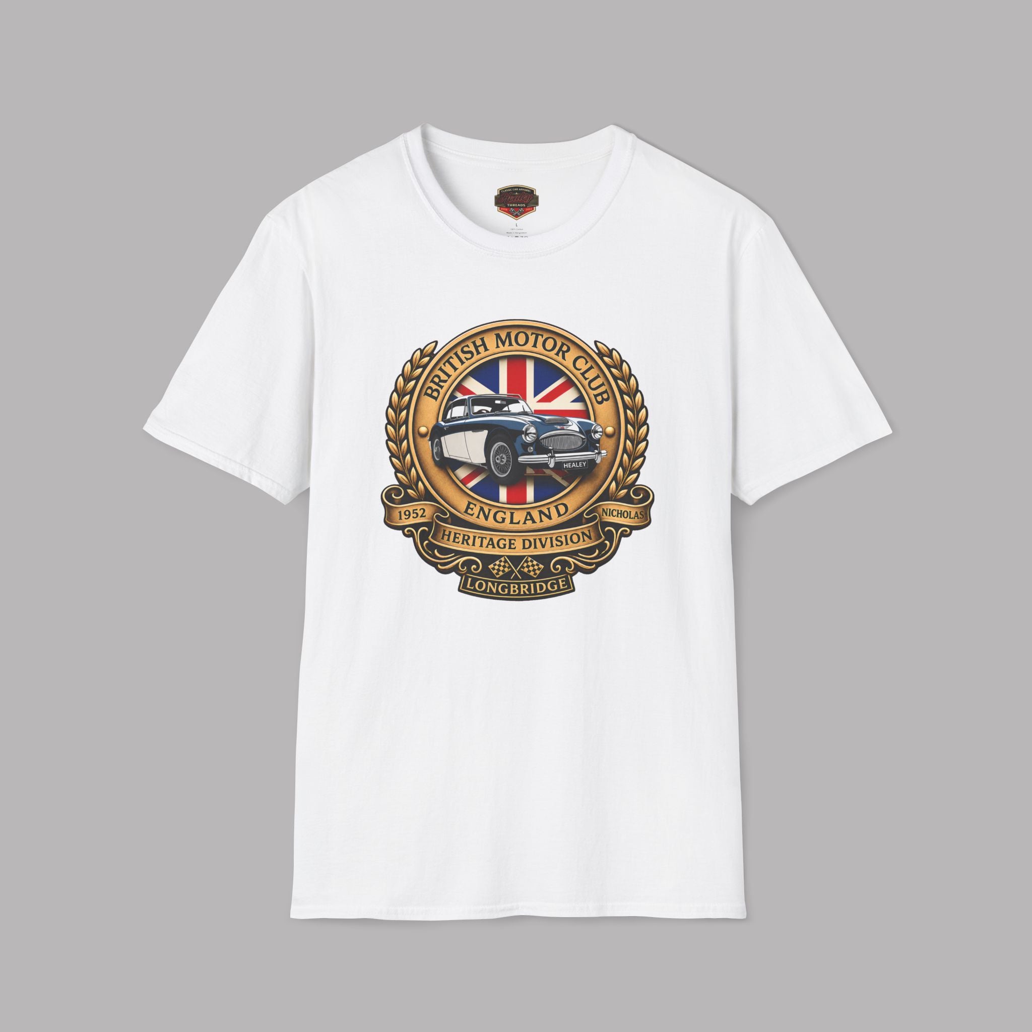 British Motor Club T-Shirt — Vintage Union Jack Sports Car Emblem
