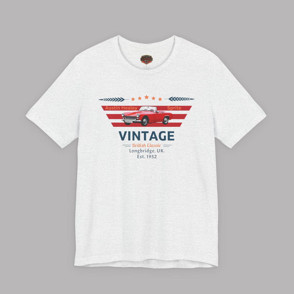 Ash t-shirt with vintage car design on a gray background