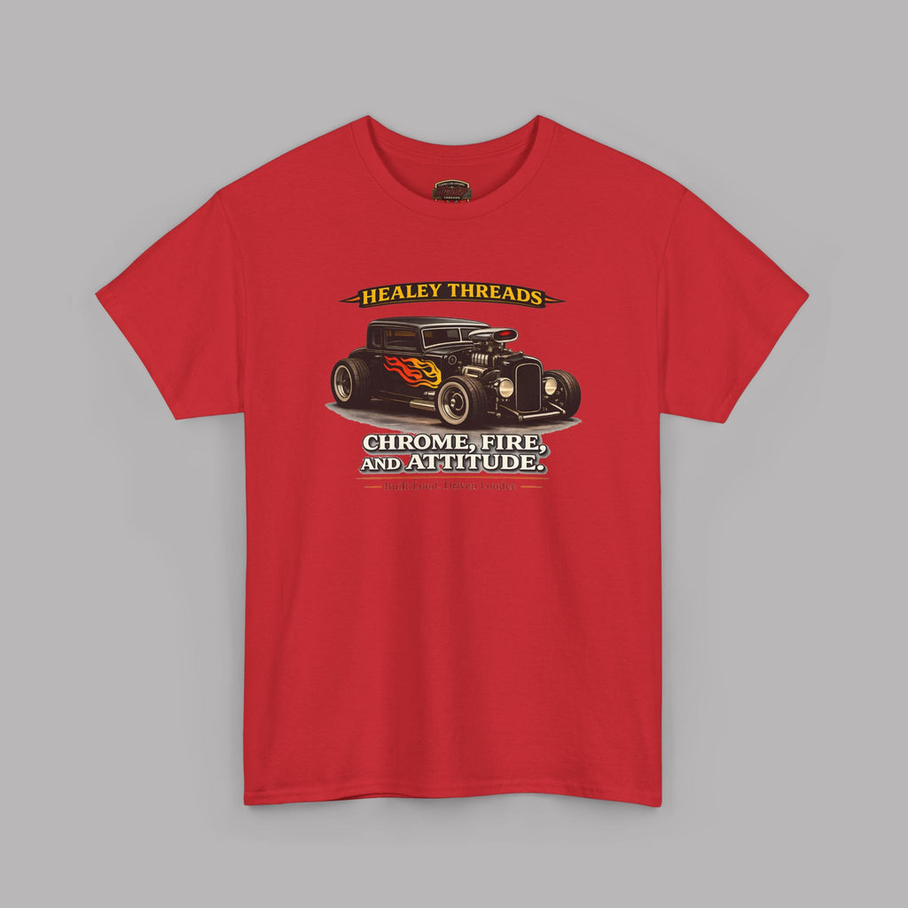 Chrome Fire Attitude Hot Rod Tee | Classic Car Gift Shirt