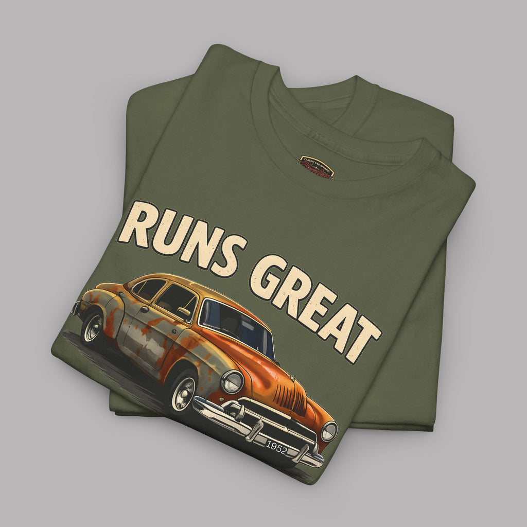 Vintage Car 'Runs Great' Tee | Classic Hot Rod Graphic Shirt