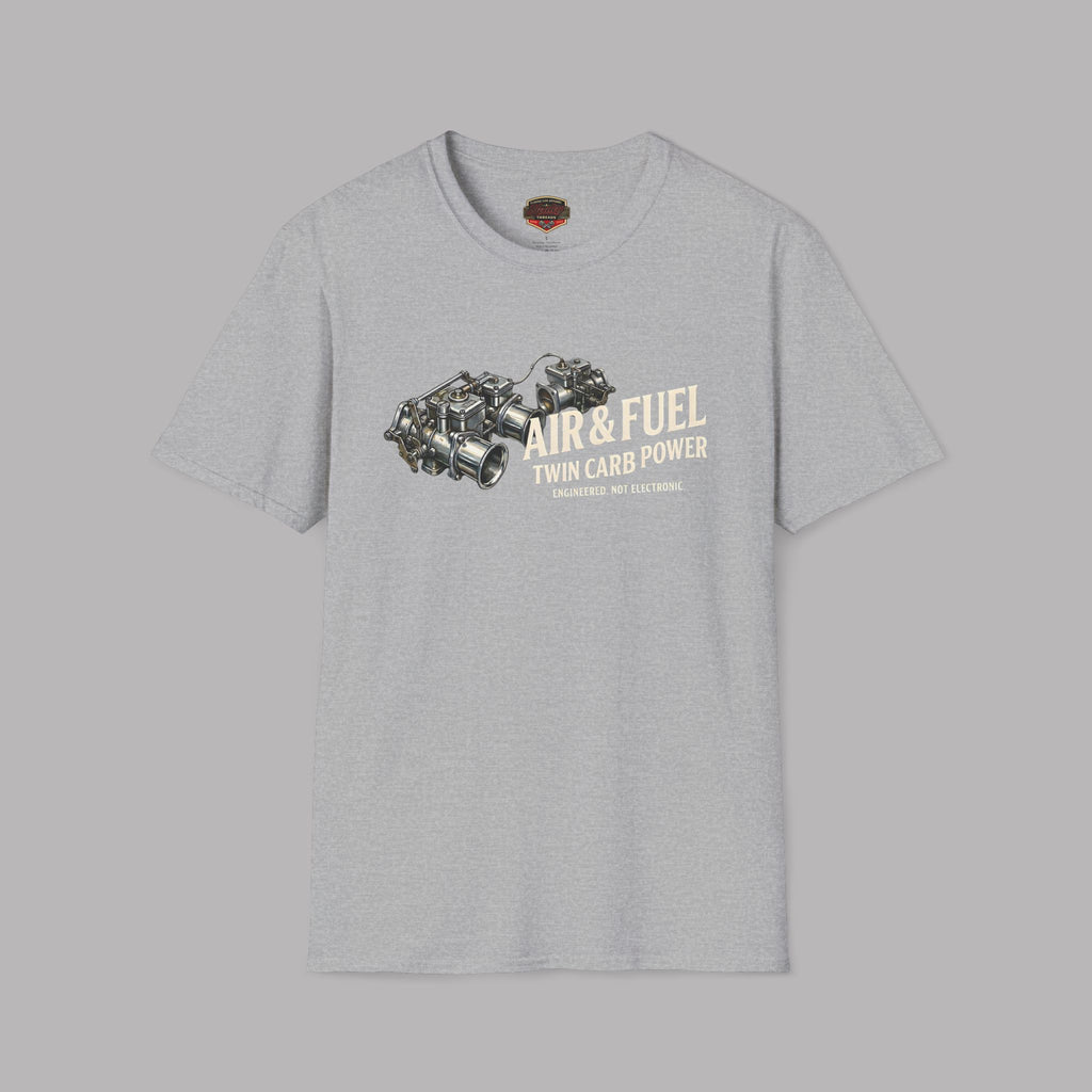 Air & Fuel Twin Carb Power T-Shirt - Engine Illustration Tee