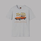 Sport gray t-shirt with a vintage 240Z car graphic and text on a gray background