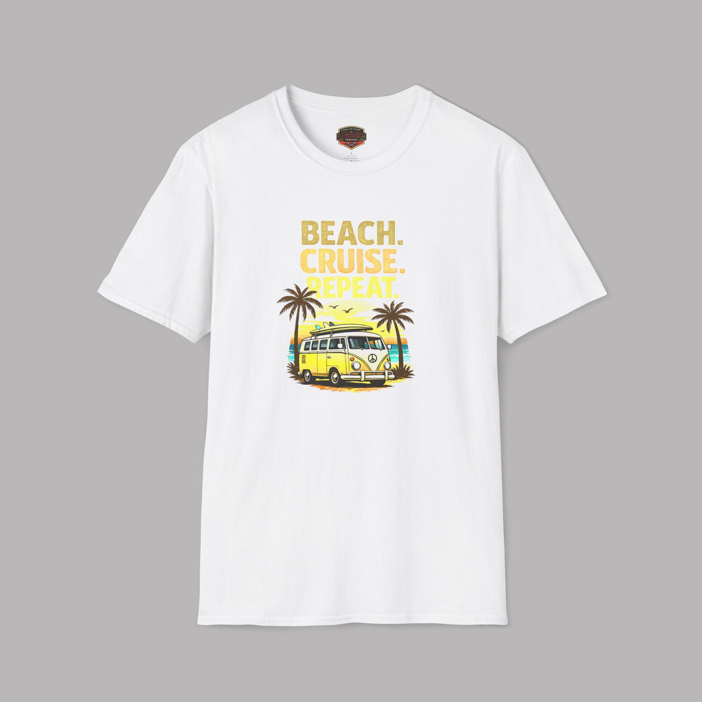 Beach Cruise Repeat Tee - Retro Palm Sunset Shirt