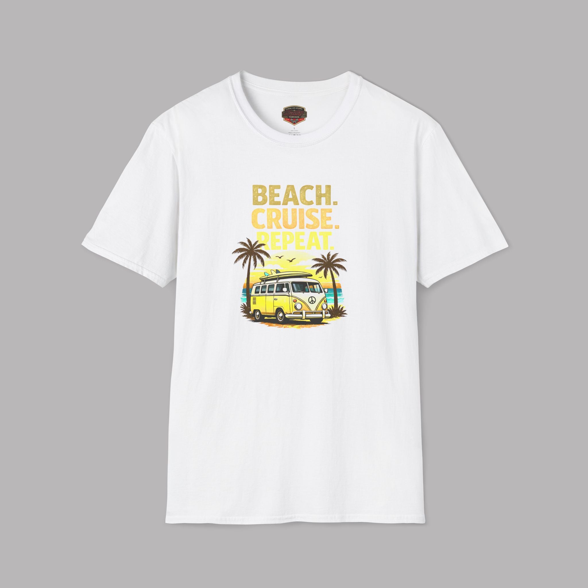 Beach Cruise Repeat Tee - Retro Palm Sunset Shirt