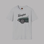 Sport gray t-shirt with a graphic of a classic car on a gray background.