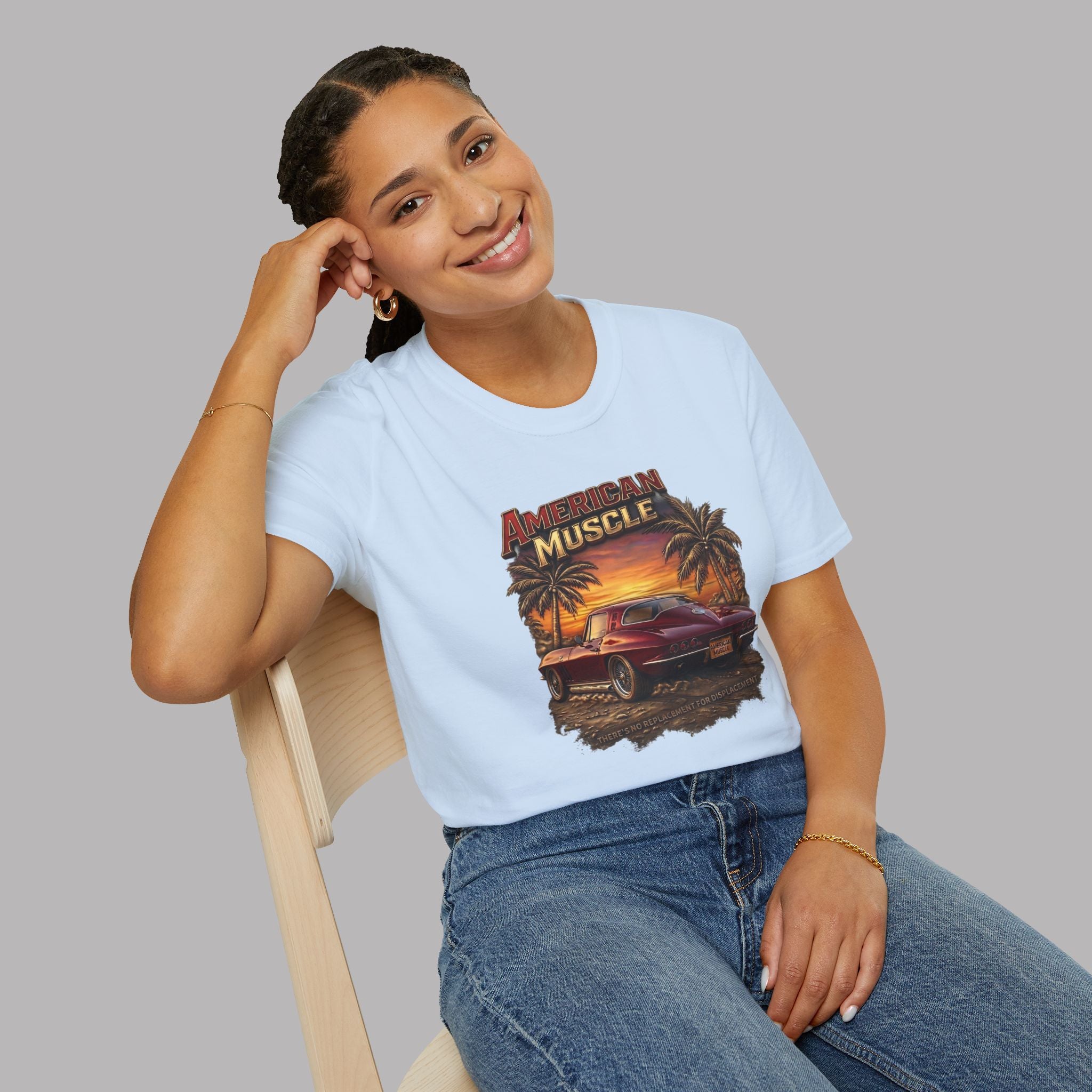 American Muscle Stingray T-Shirt - Retro Sunset Car Tee