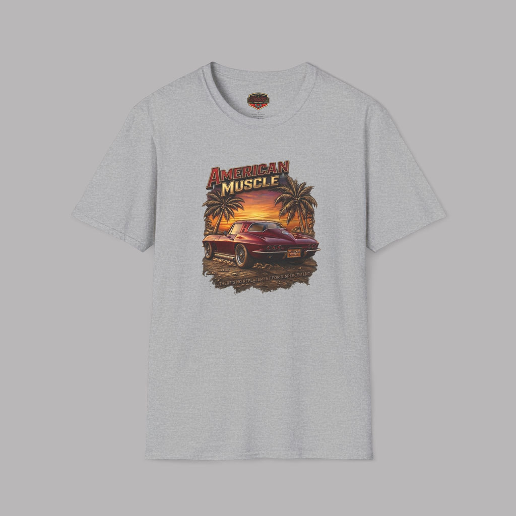Red 1965 Vintage American Muscle Car T-Shirt Sunset Design