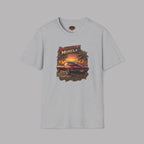 Red 1965 Vintage American Muscle Car T-Shirt Sunset Design