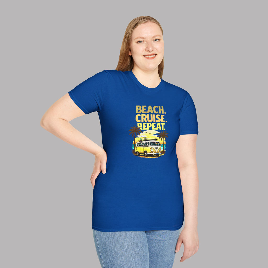 Beach Cruise Repeat Tee - Retro Palm Sunset Shirt