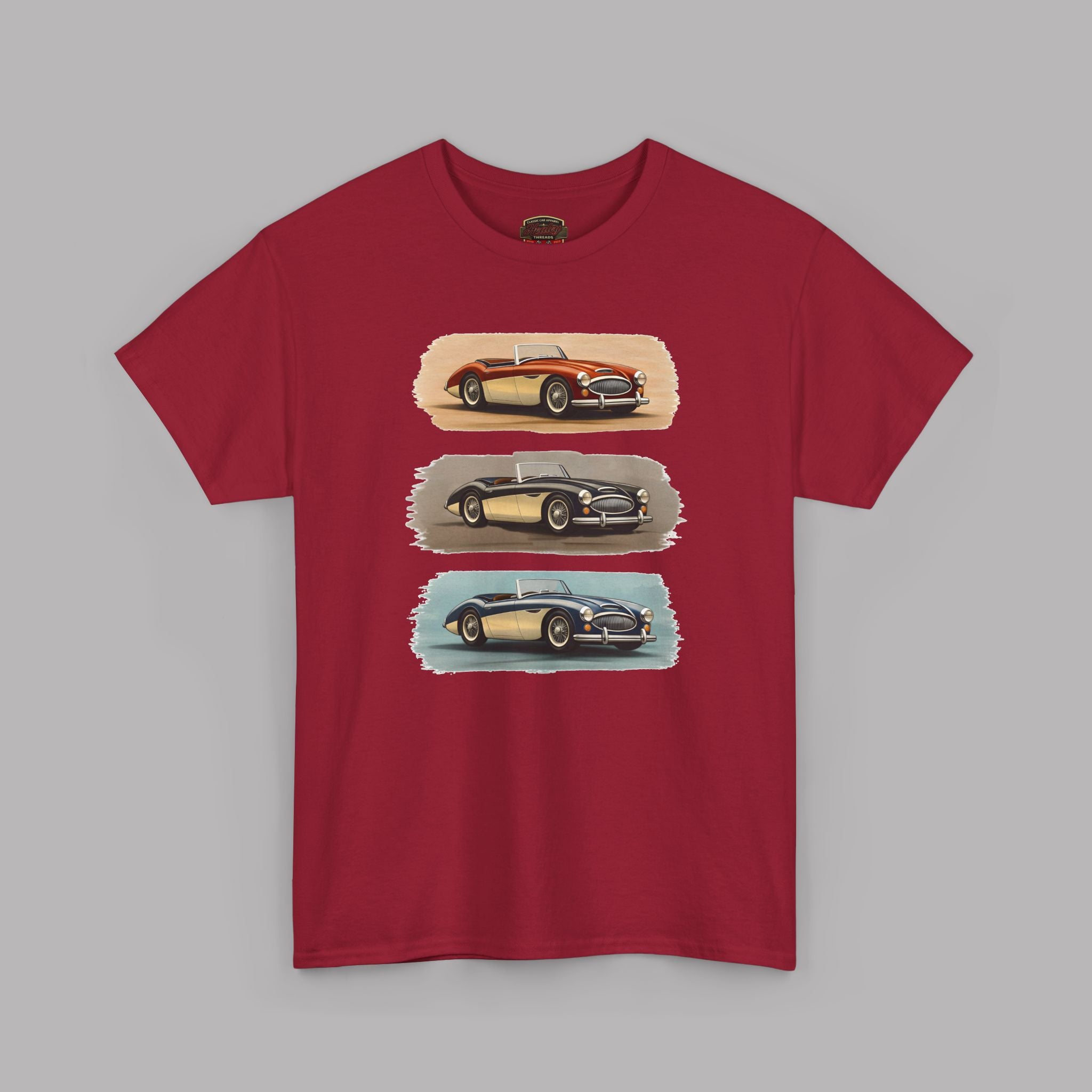Classic Sports Cars Tee | Vintage Three-Panel Car Graphic Shirt