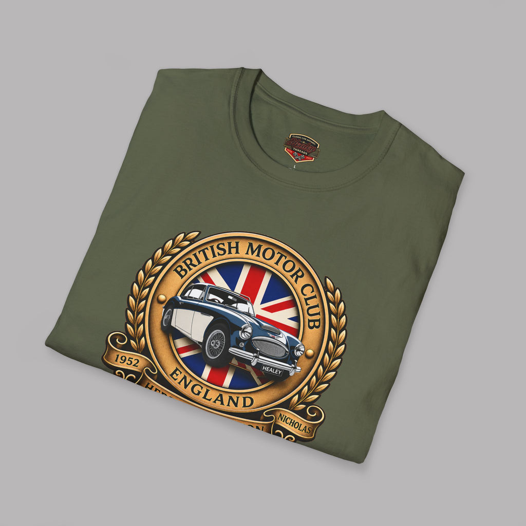 British Motor Club T-Shirt — Vintage Union Jack Sports Car Emblem