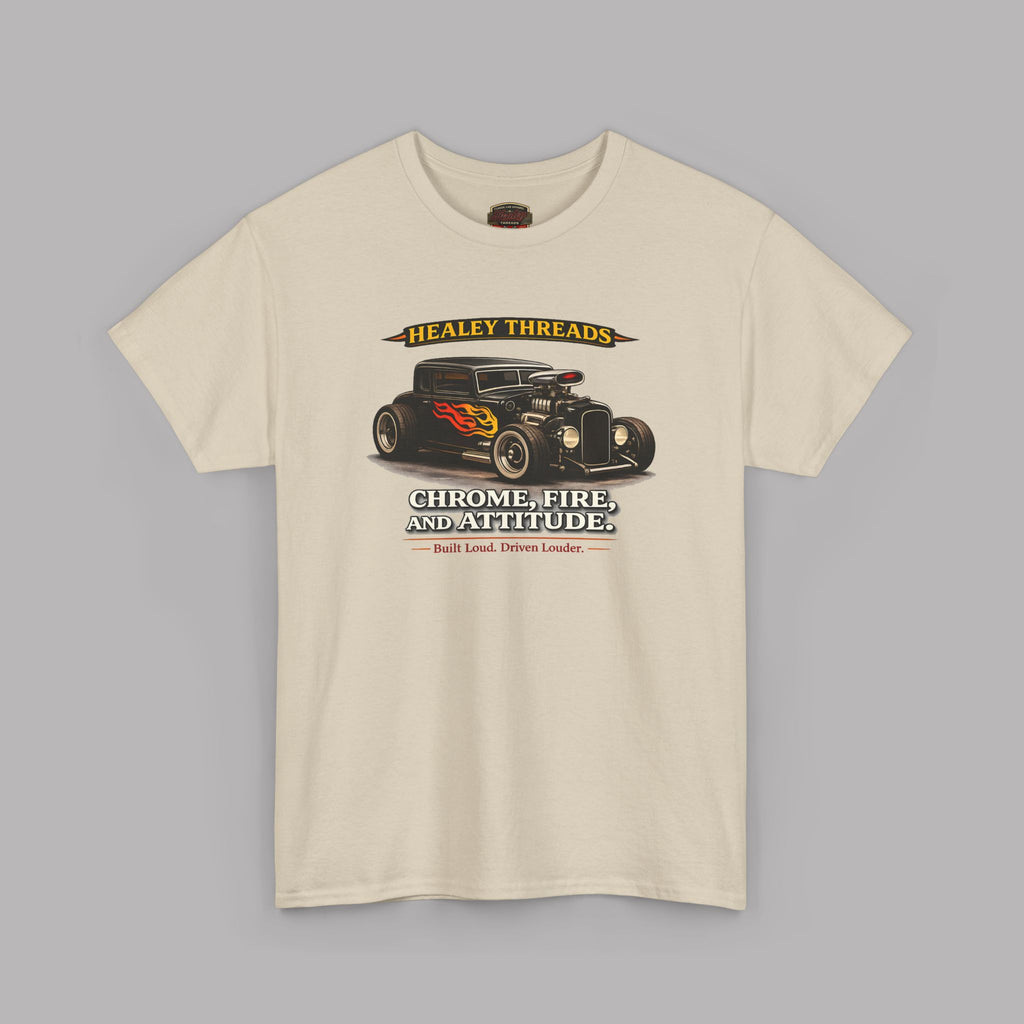 Chrome Fire Attitude Hot Rod Tee | Classic Car Gift Shirt
