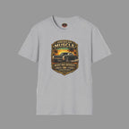 Sport gray t-shirt with 'American Muscle' car graphic design on a gray background