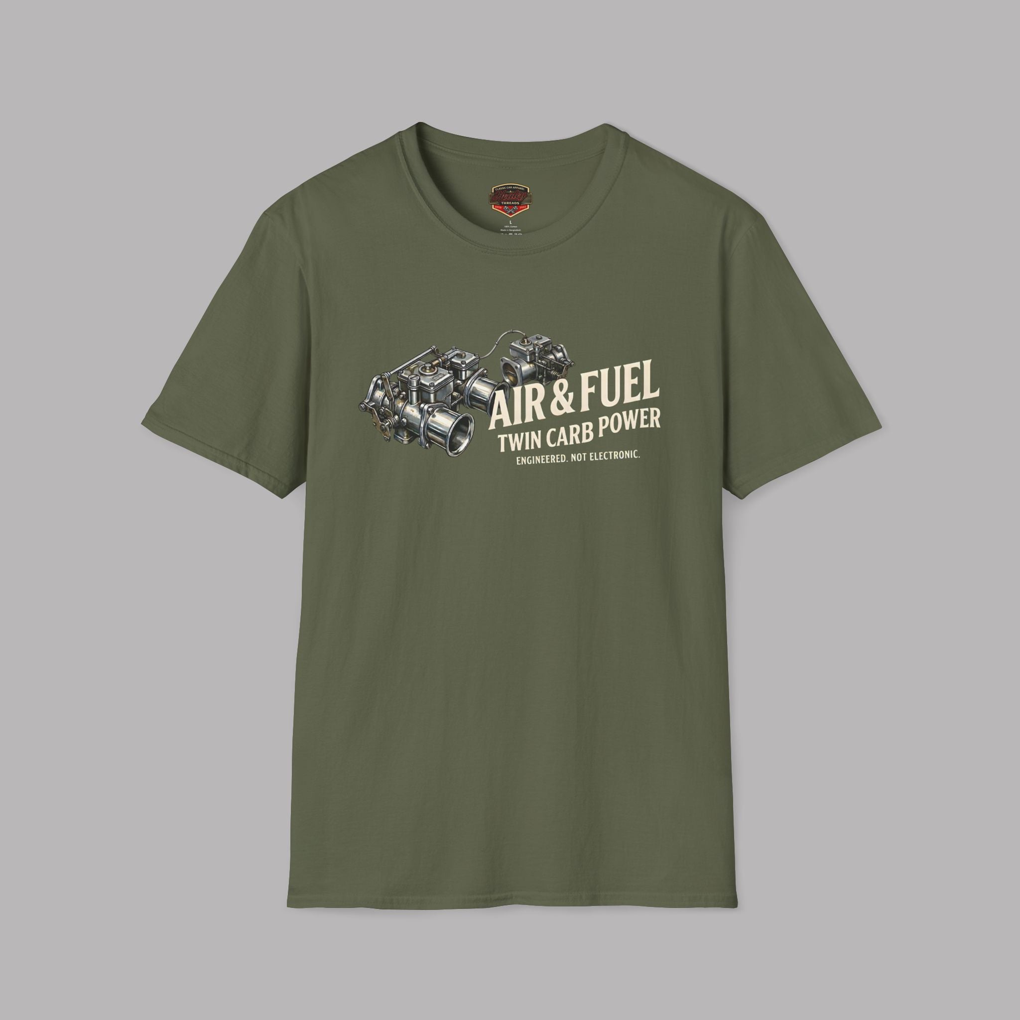 Air & Fuel Twin Carb Power T-Shirt - Engine Illustration Tee