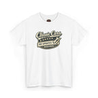White t-shirt with 'Classic Cars No Updates Required' graphic on a white background