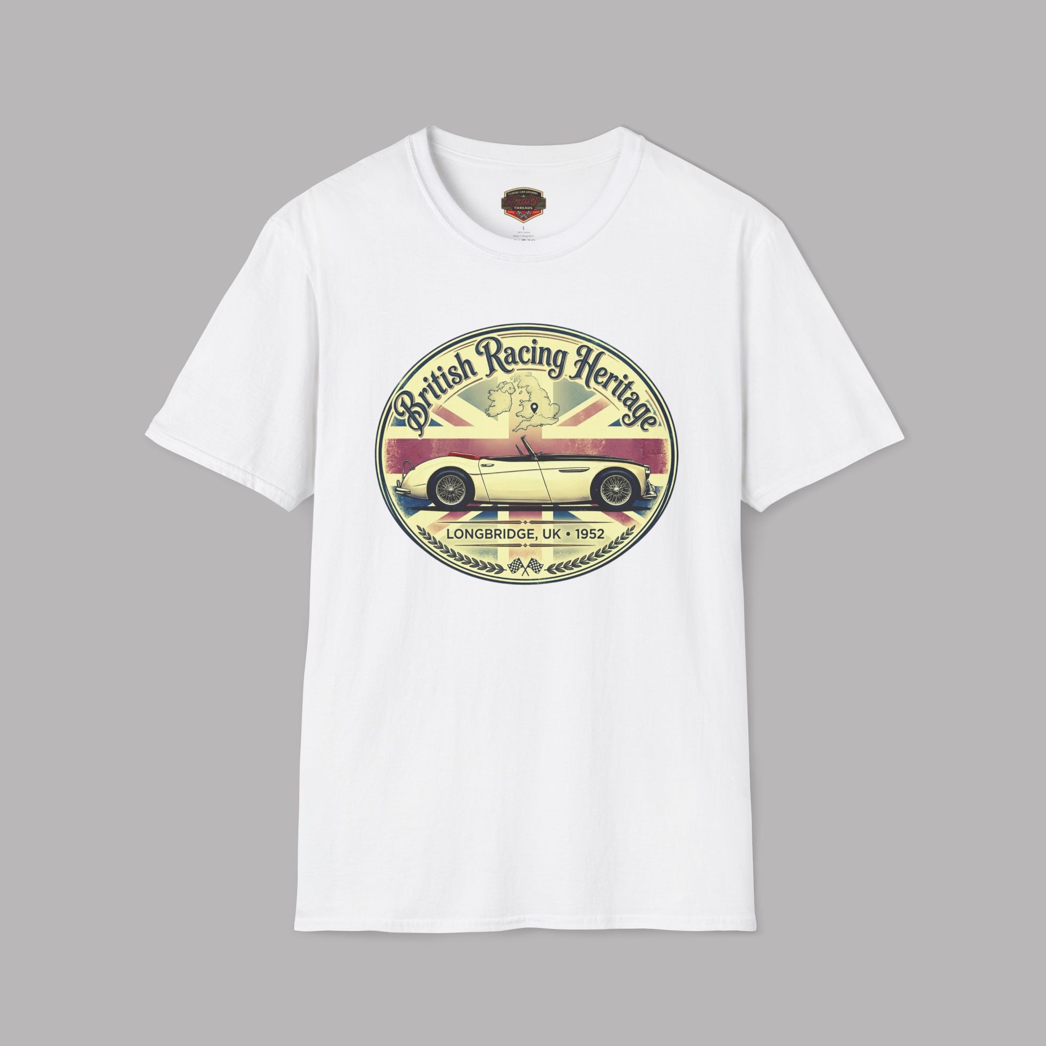British Racing Heritage Badge Tee | Vintage Roadster Gift