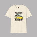 Slow Ride Good Vibes T-Shirt — Retro Yellow Camper Van Surf Tee