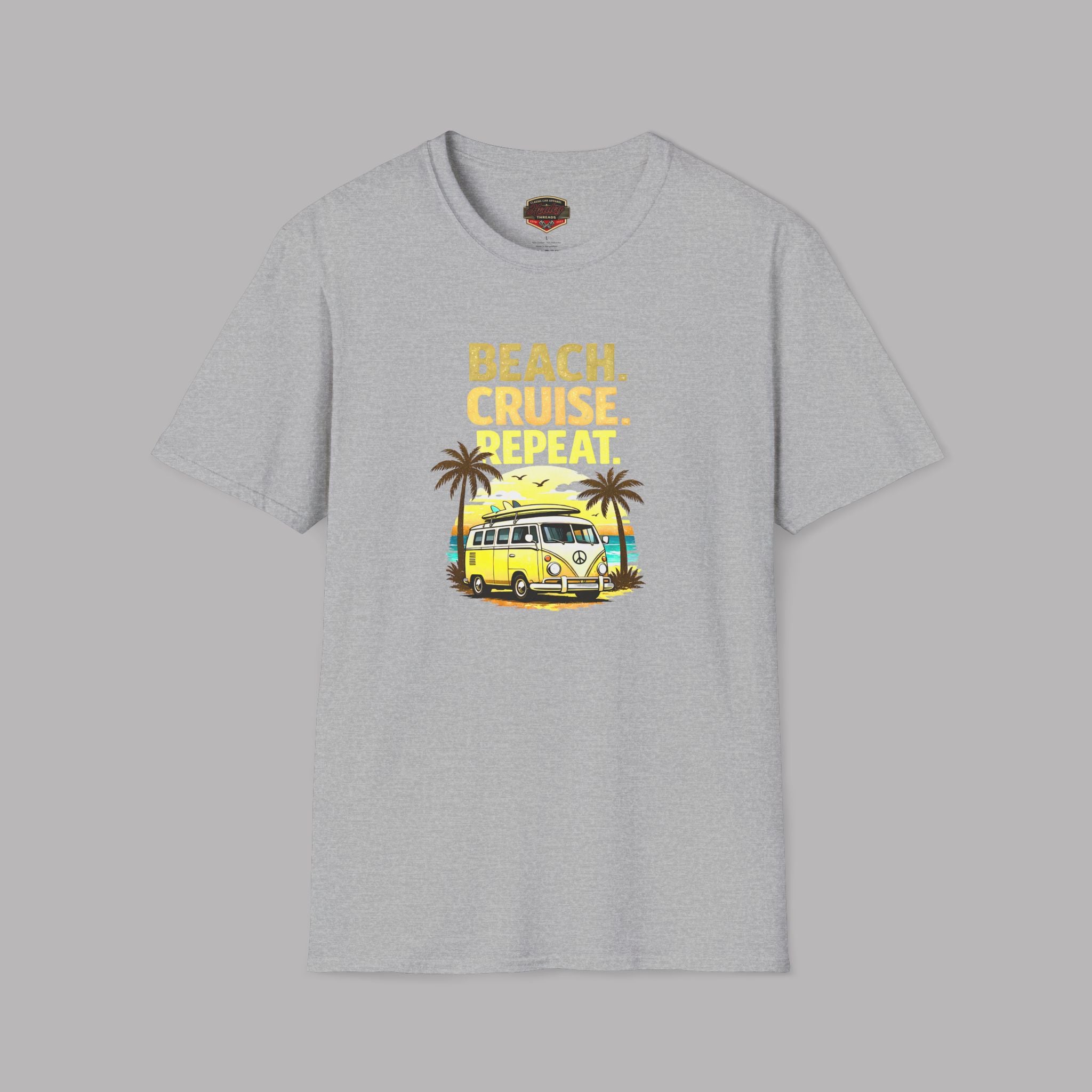 Beach Cruise Repeat Tee - Retro Palm Sunset Shirt
