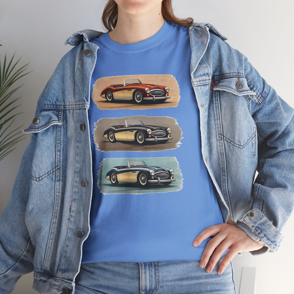 Classic Sports Cars Tee | Vintage Three-Panel Car Graphic Shirt