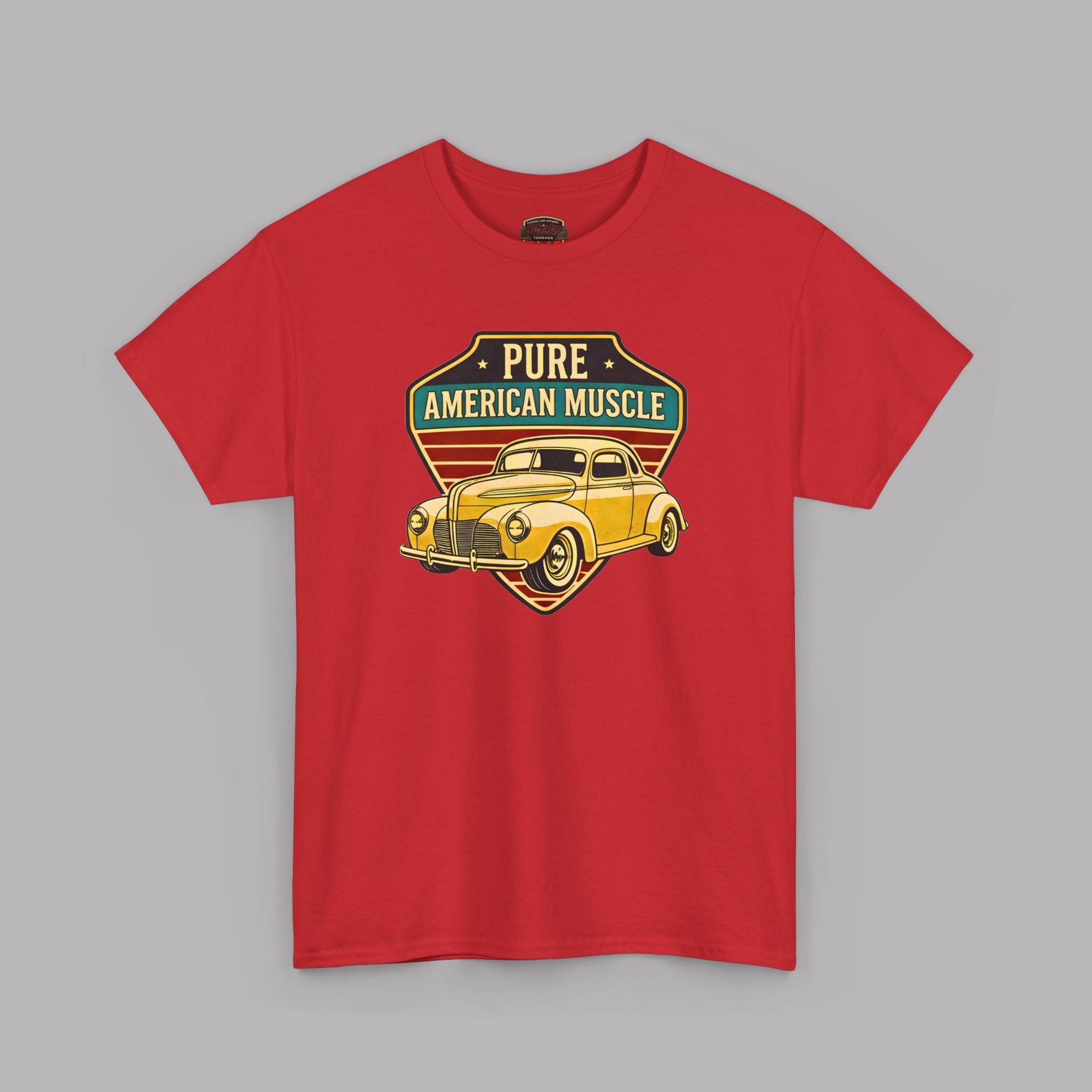 Yellow Hot Rod Shield Tee | Vintage Coupe Graphic Shirt