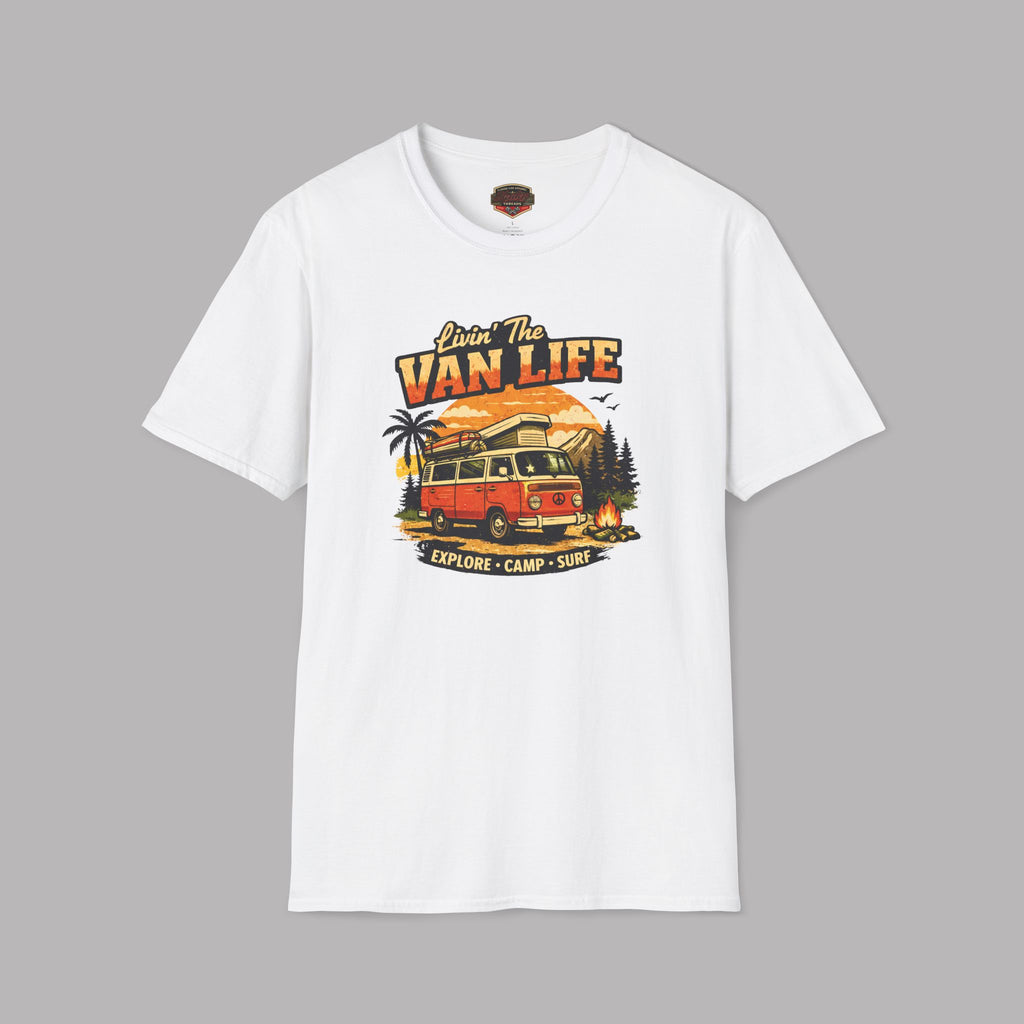 Van Life T-Shirt - "Livin' The Van Life" Retro Camper Graphic