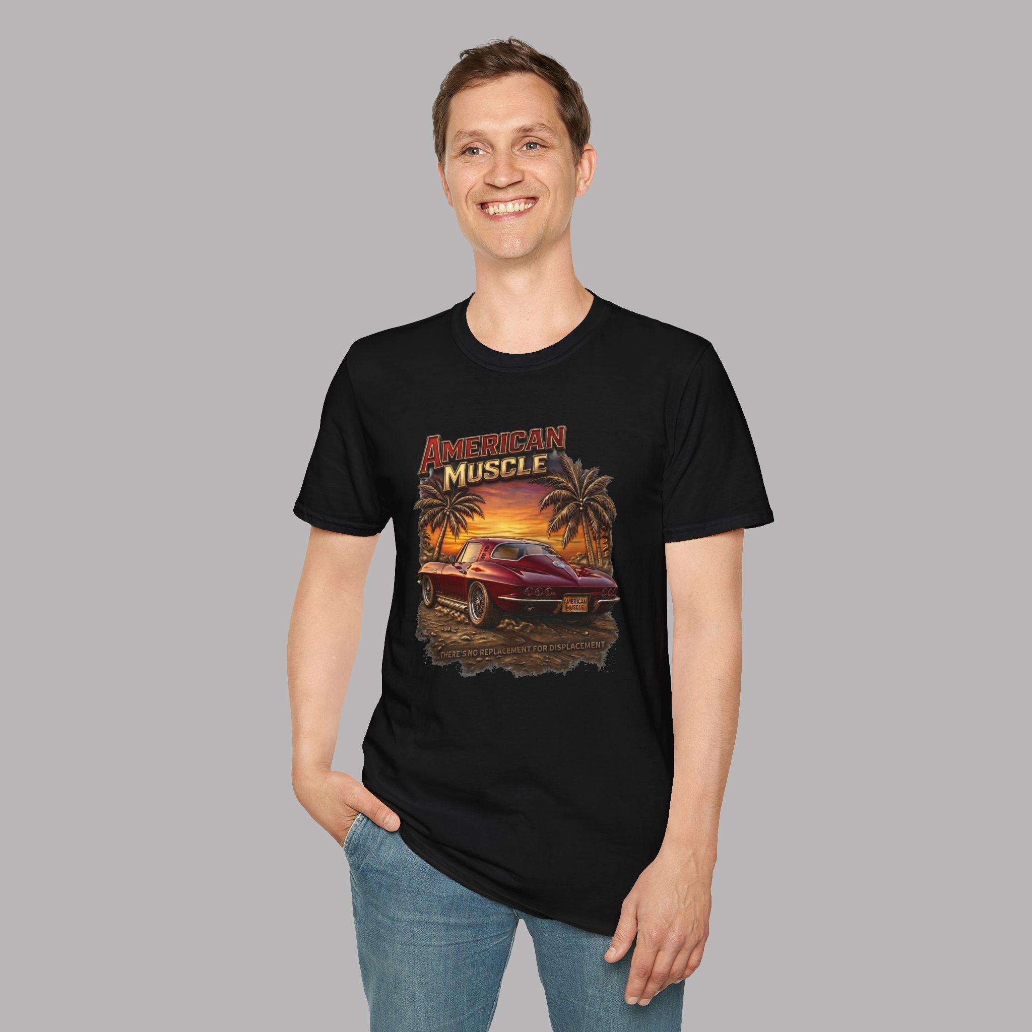 American Muscle Stingray T-Shirt - Retro Sunset Car Tee