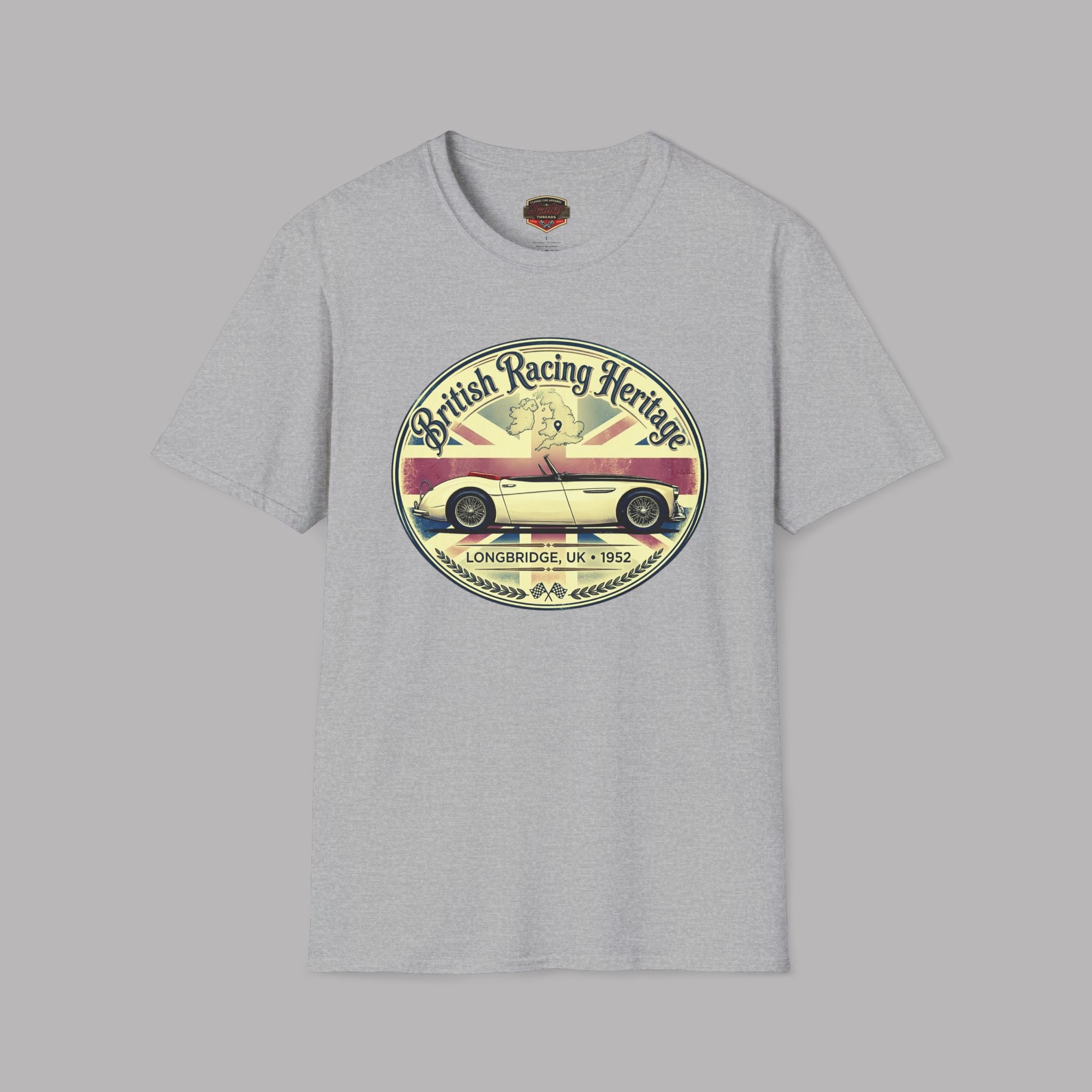 British Racing Heritage Badge Tee | Vintage Roadster Gift