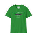 Irish green t-shirt with vintage car design on a white background