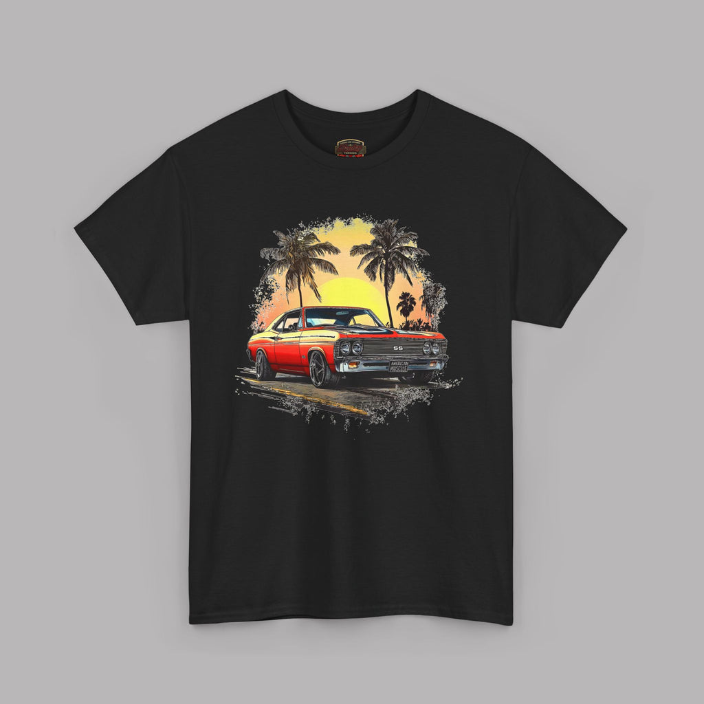 Retro Sunset Muscle Car Tee | Classic American Sports Coupe