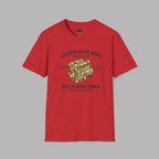 Red t-shirt with coventry engine graphic and text on a gray background