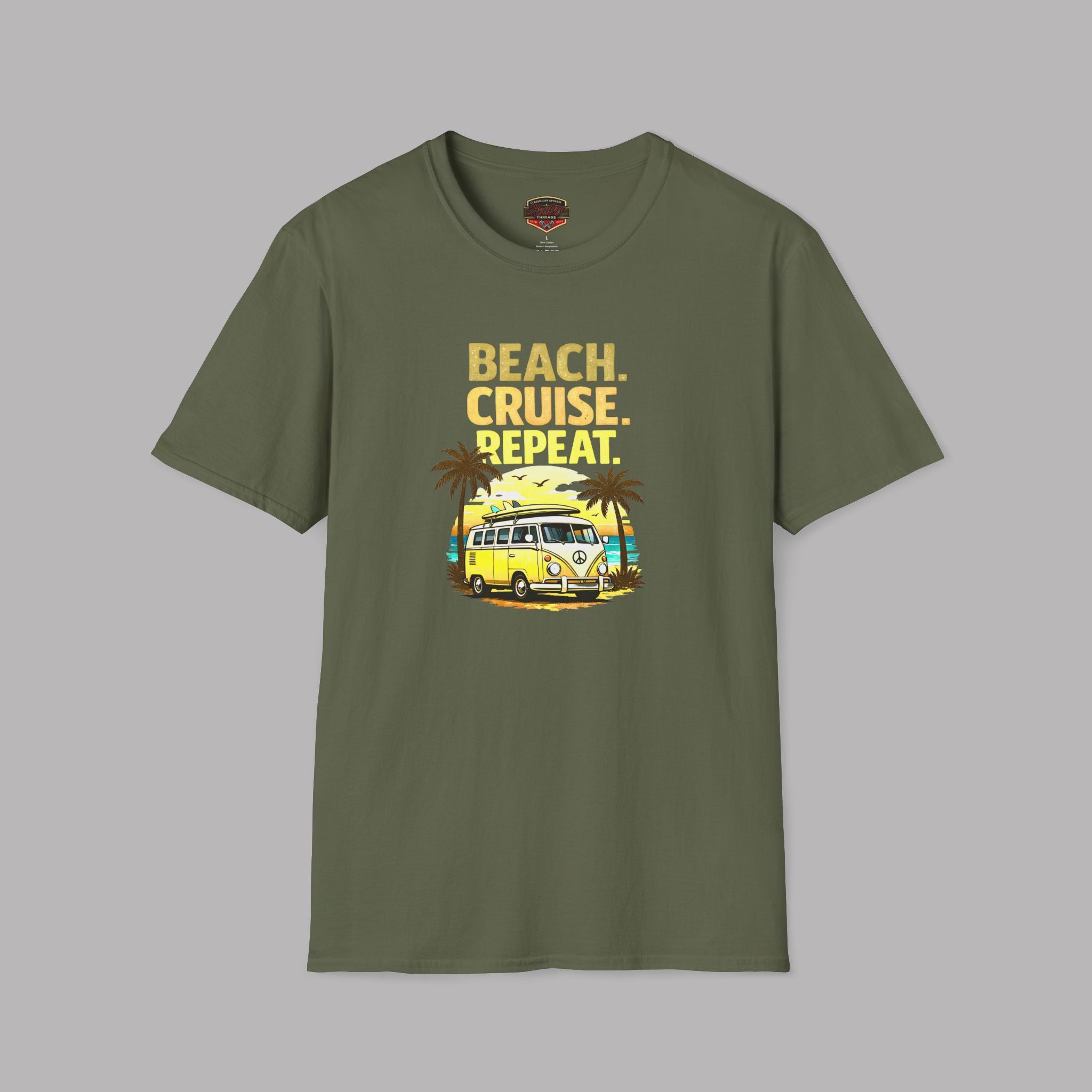 Beach Cruise Repeat Tee - Retro Palm Sunset Shirt