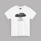White t-shirt with a graphic of a vintage car and text 'Low Slow Legendary' on a gray background