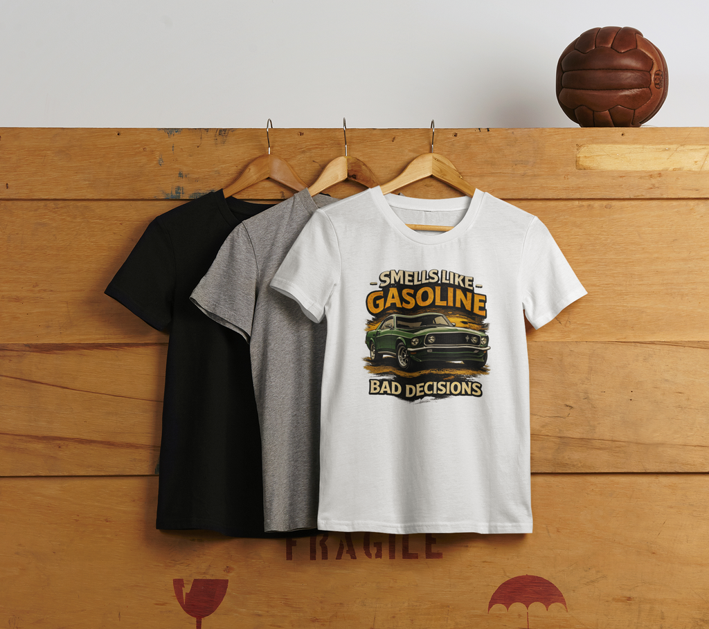 Funny Car T-Shirt - Smells Like Gasoline, Bad Decisions Tee