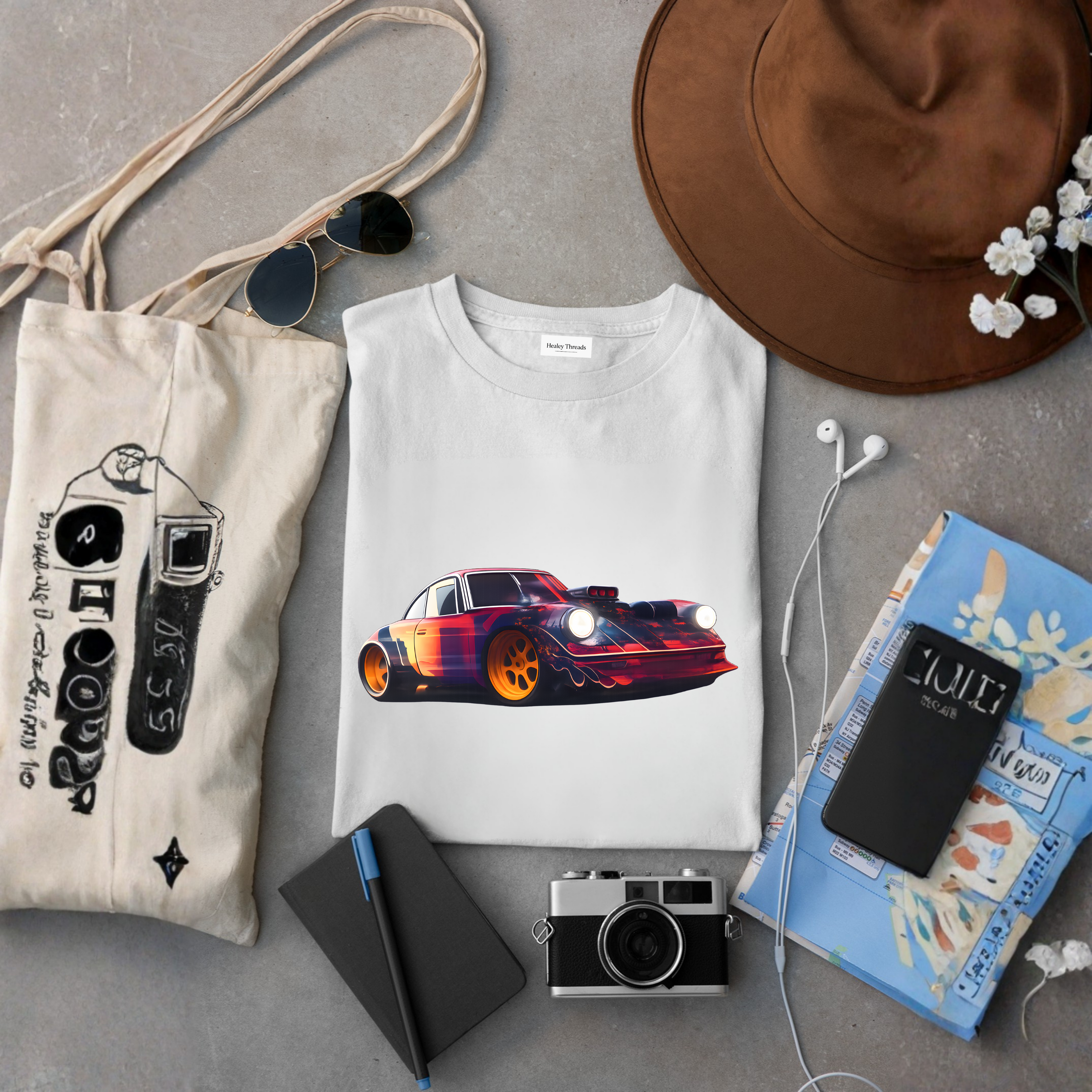 Abstract 3D Sports Car T-Shirt - Cool Automotive Art Design