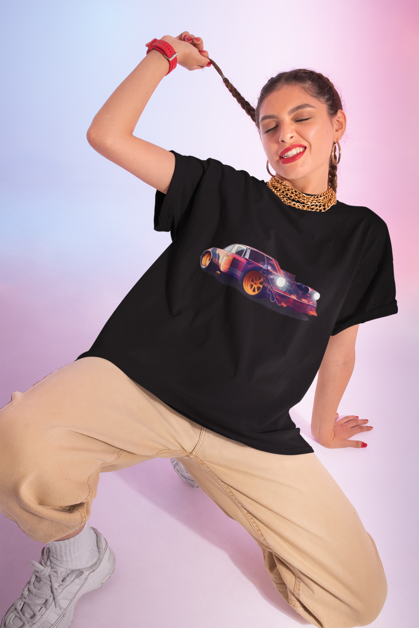 Abstract 3D Sports Car T-Shirt - Cool Automotive Art Design