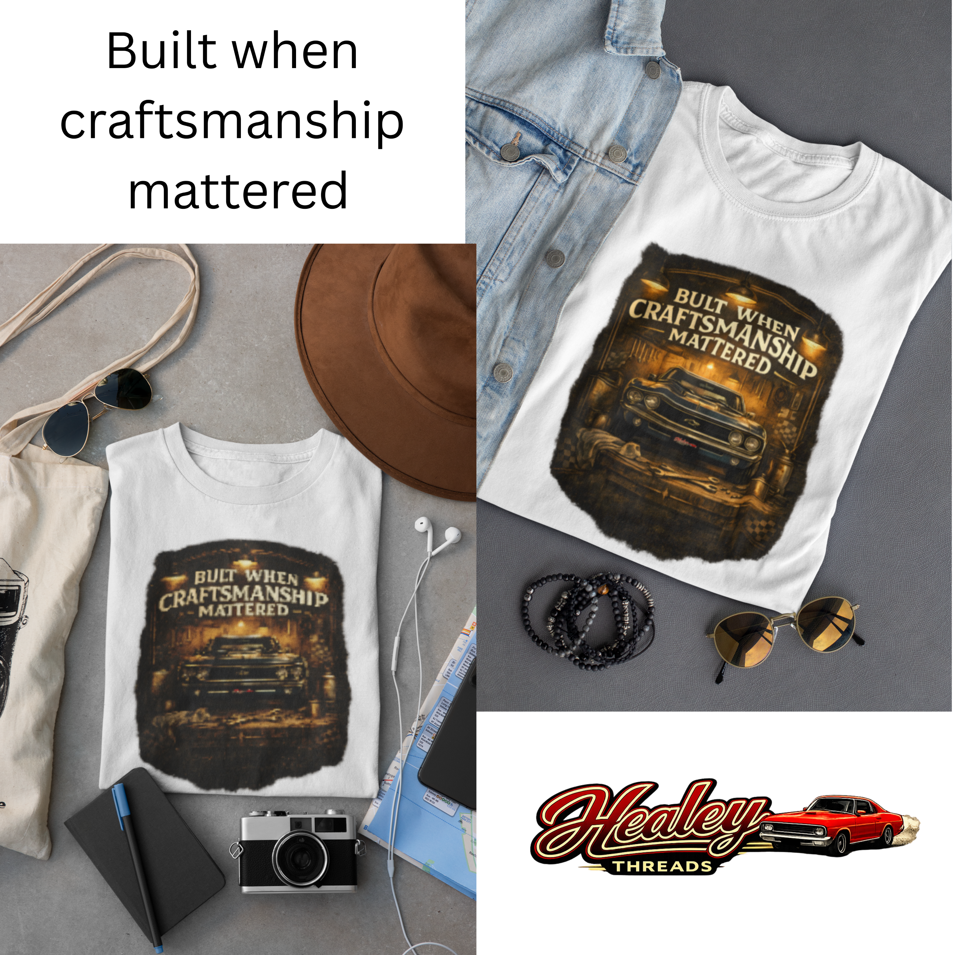 Built When Craftsmanship Mattered Car Tee - Vintage Muscle Car