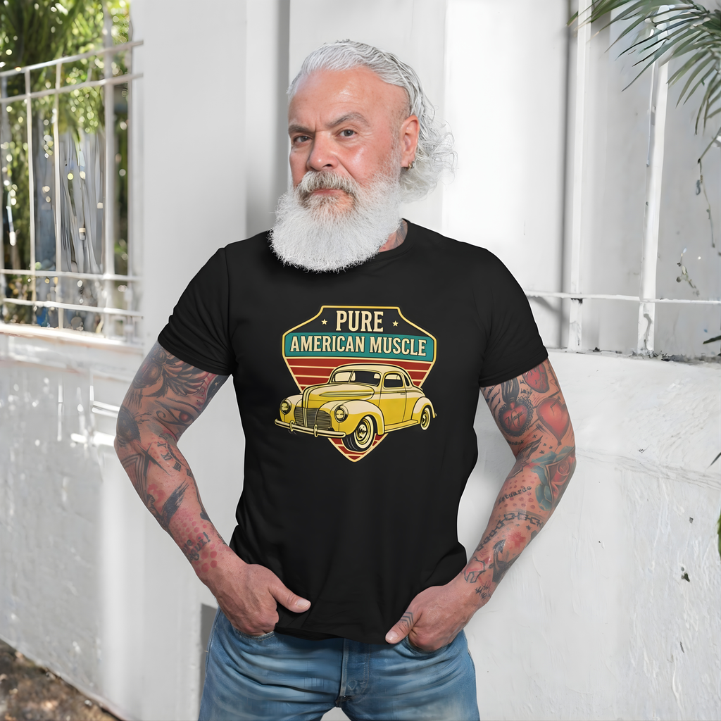 Yellow Hot Rod Shield Tee | Vintage Coupe Graphic Shirt