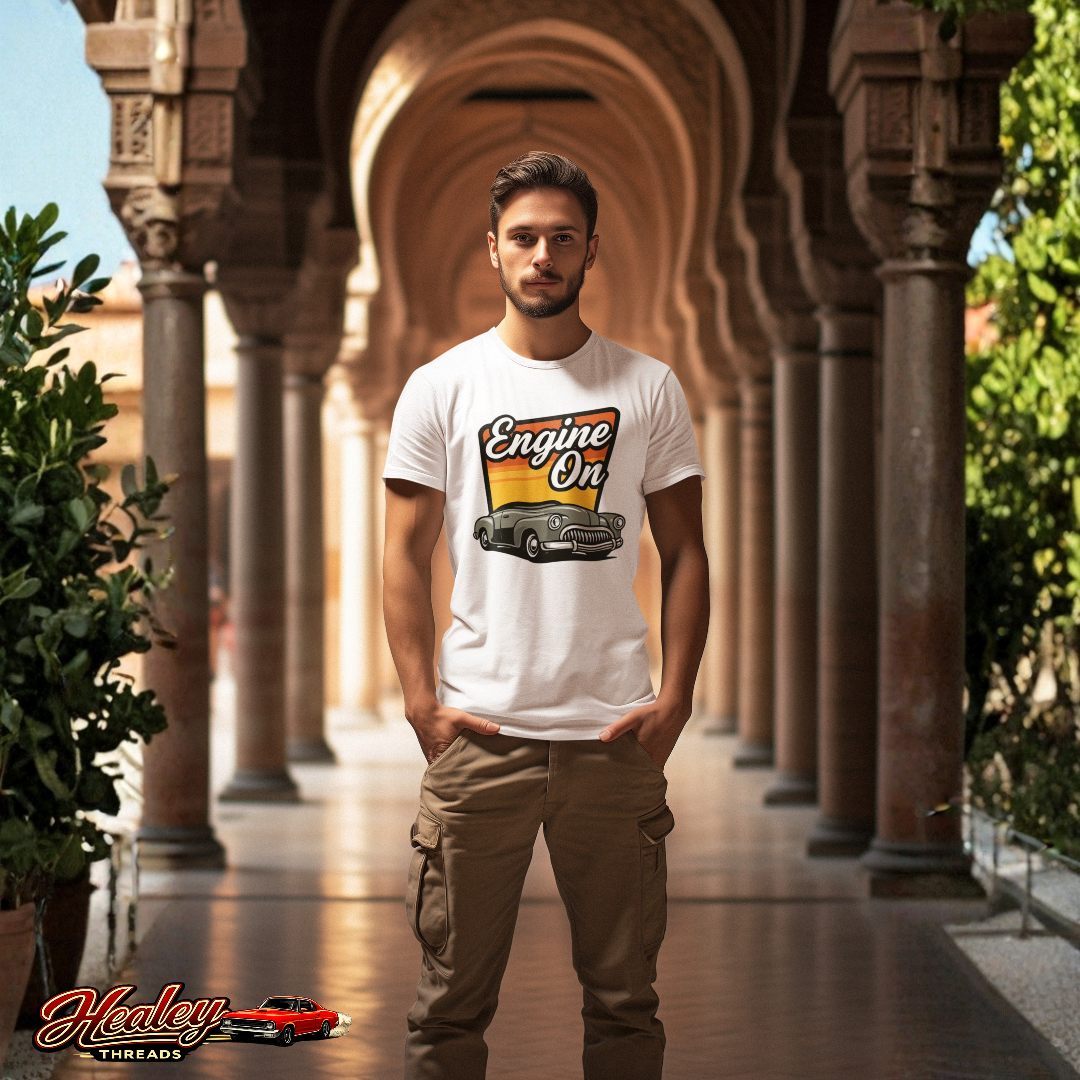 Engine On Vintage Car T-Shirt - Retro Classic Auto Tee