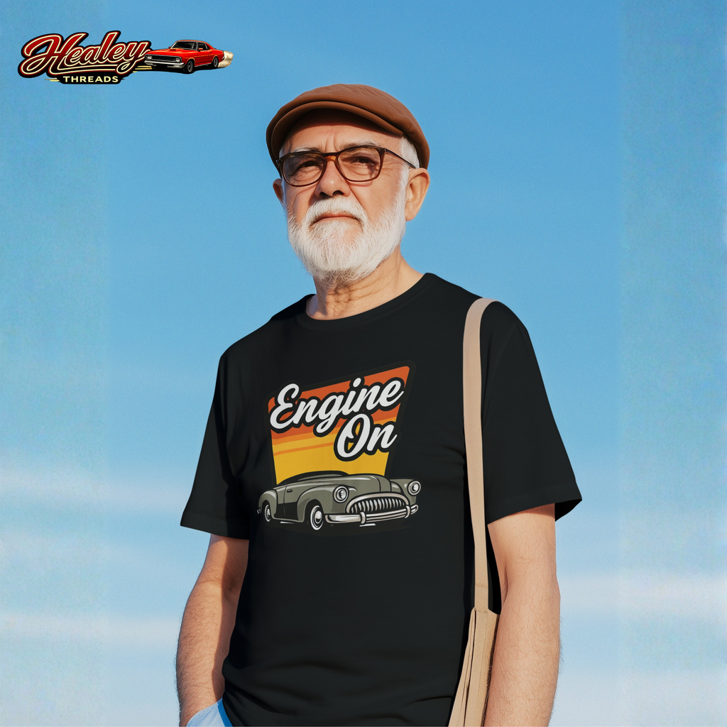Engine On Vintage Car T-Shirt - Retro Classic Auto Tee
