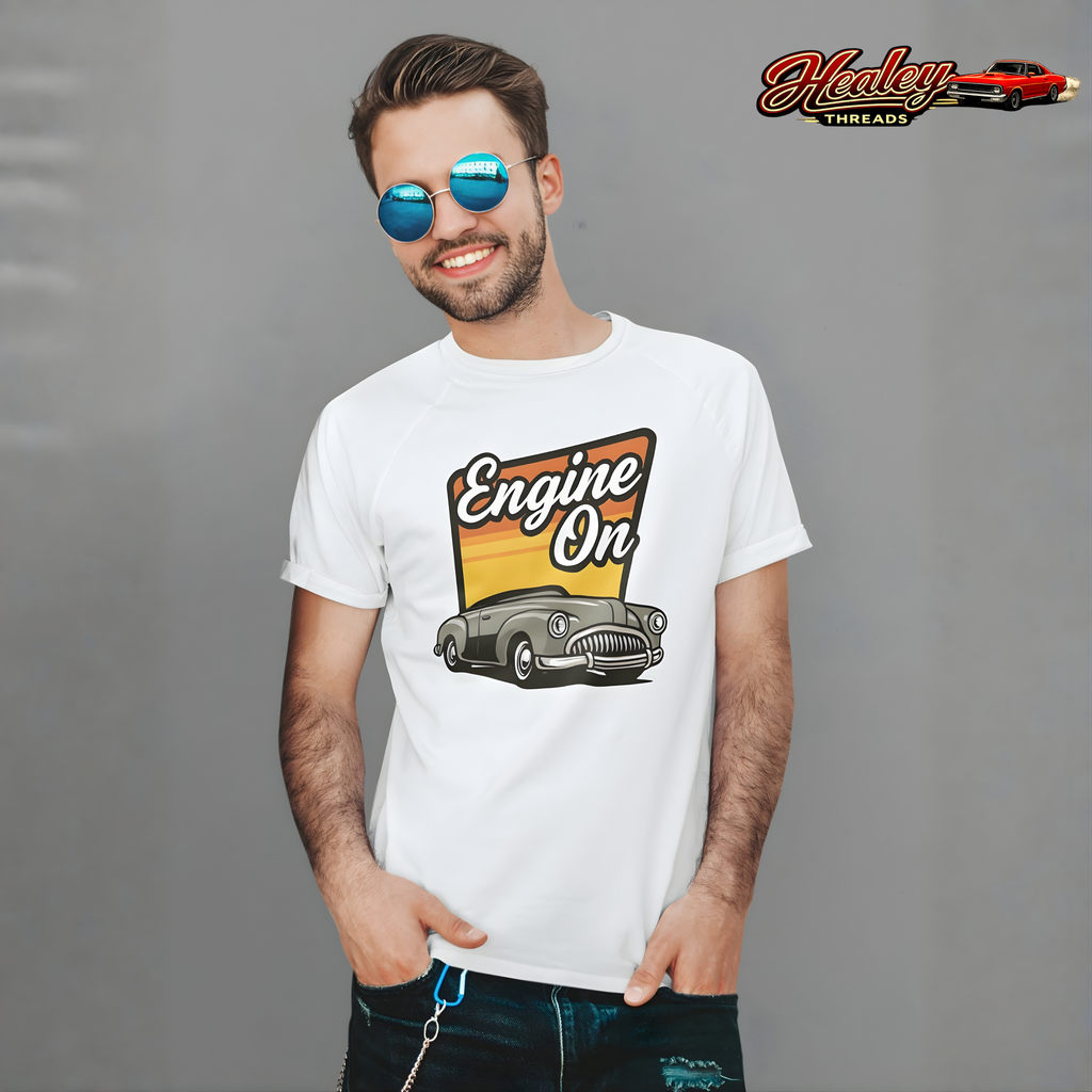 Engine On Vintage Car T-Shirt - Retro Classic Auto Tee