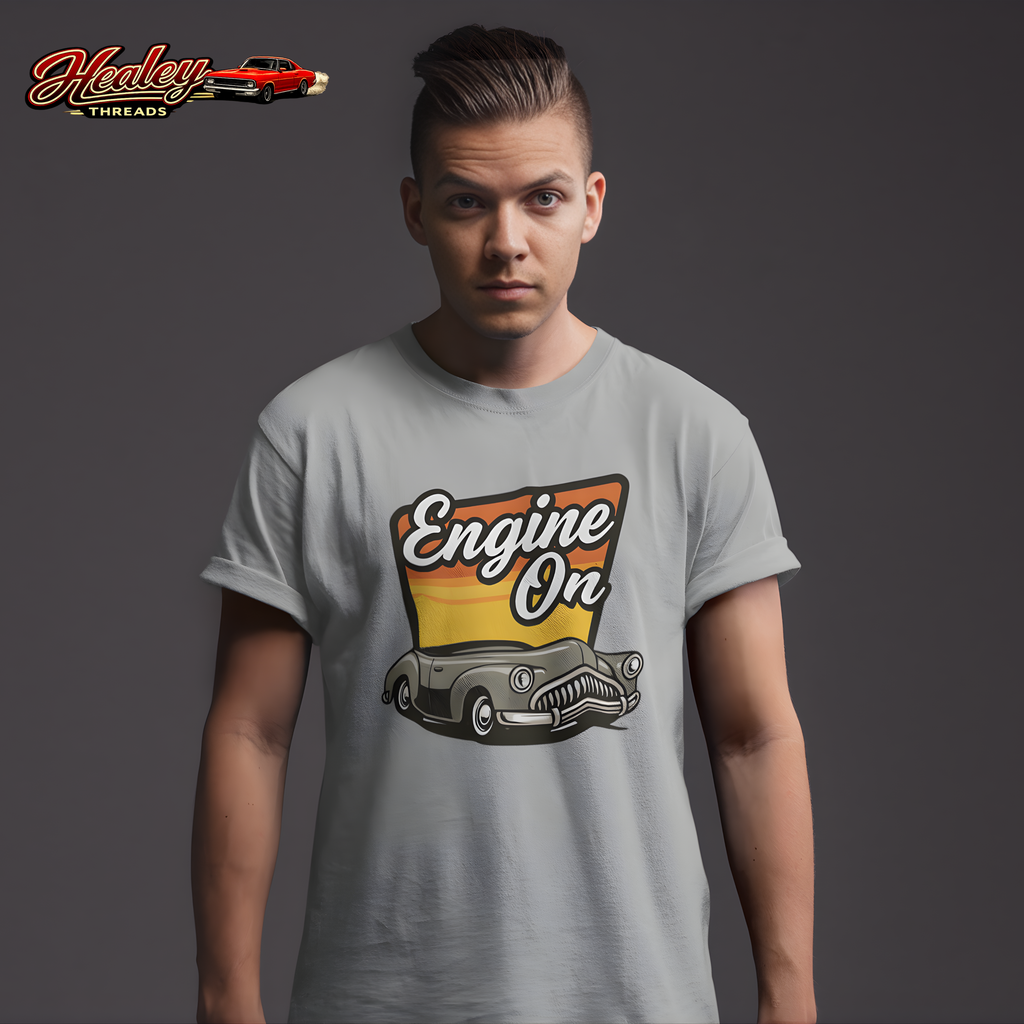 Engine On Vintage Car T-Shirt - Retro Classic Auto Tee