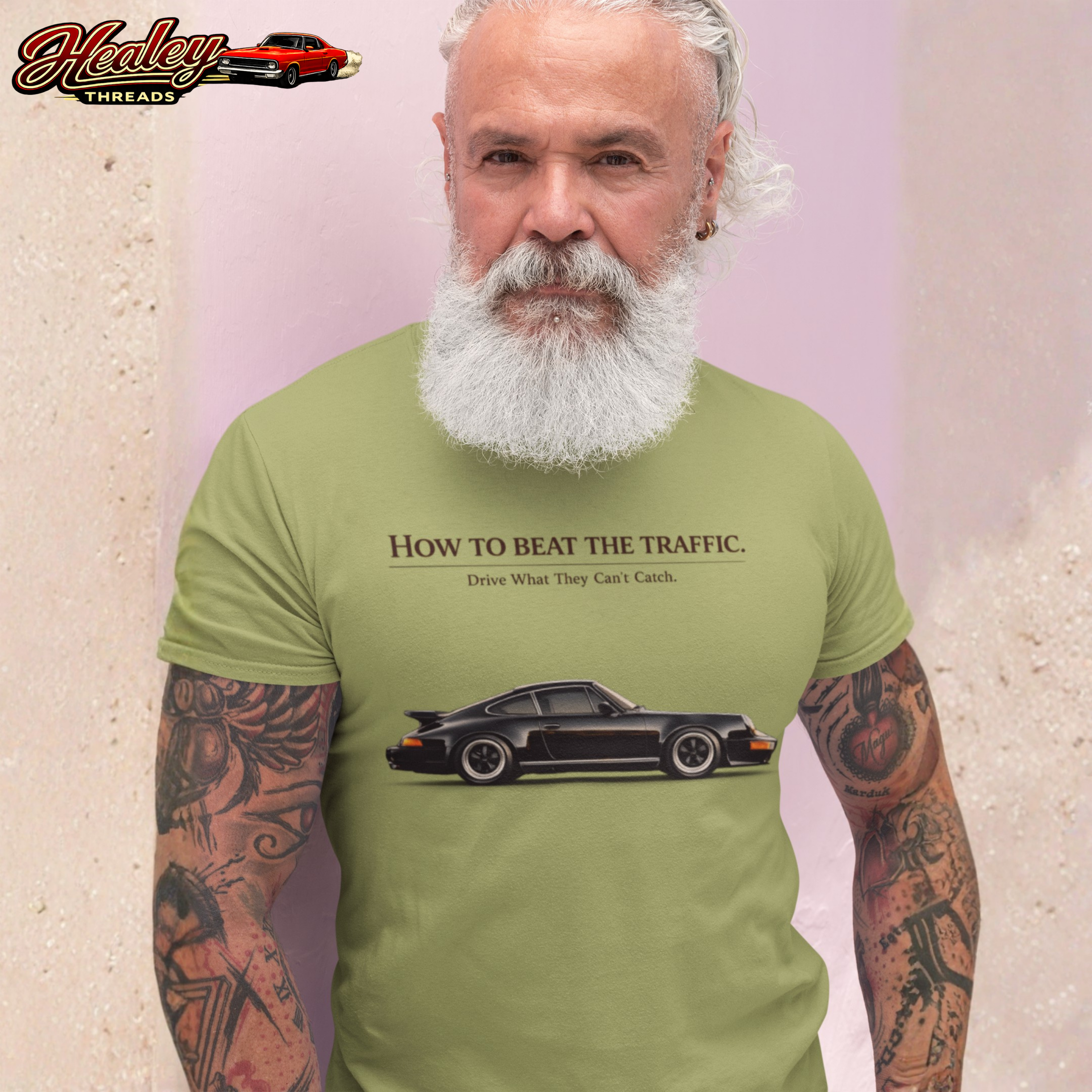 Classic Sports Car T-Shirt - Beat the Traffic - Healey Threads Tee
