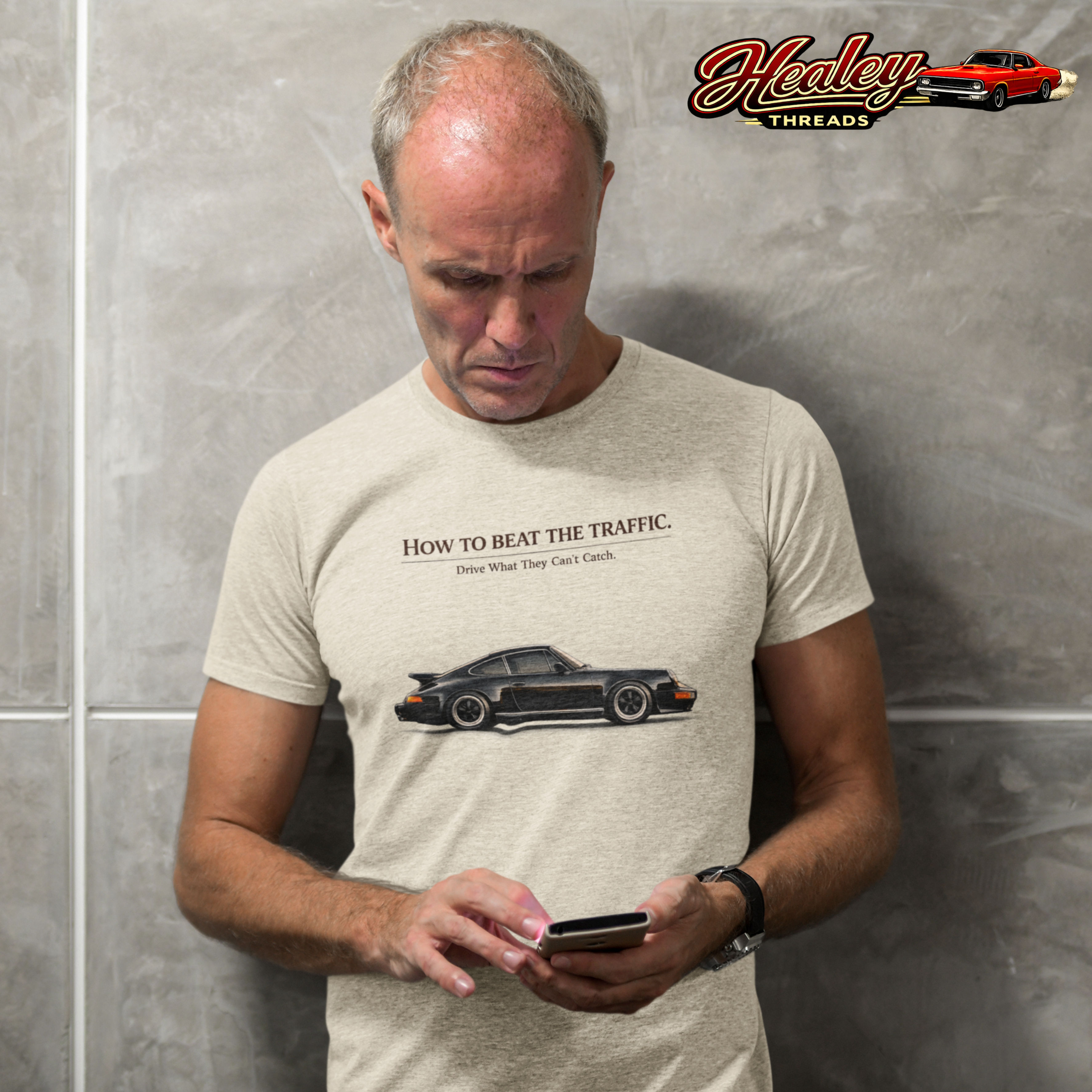 Classic Sports Car T-Shirt - Beat the Traffic - Healey Threads Tee