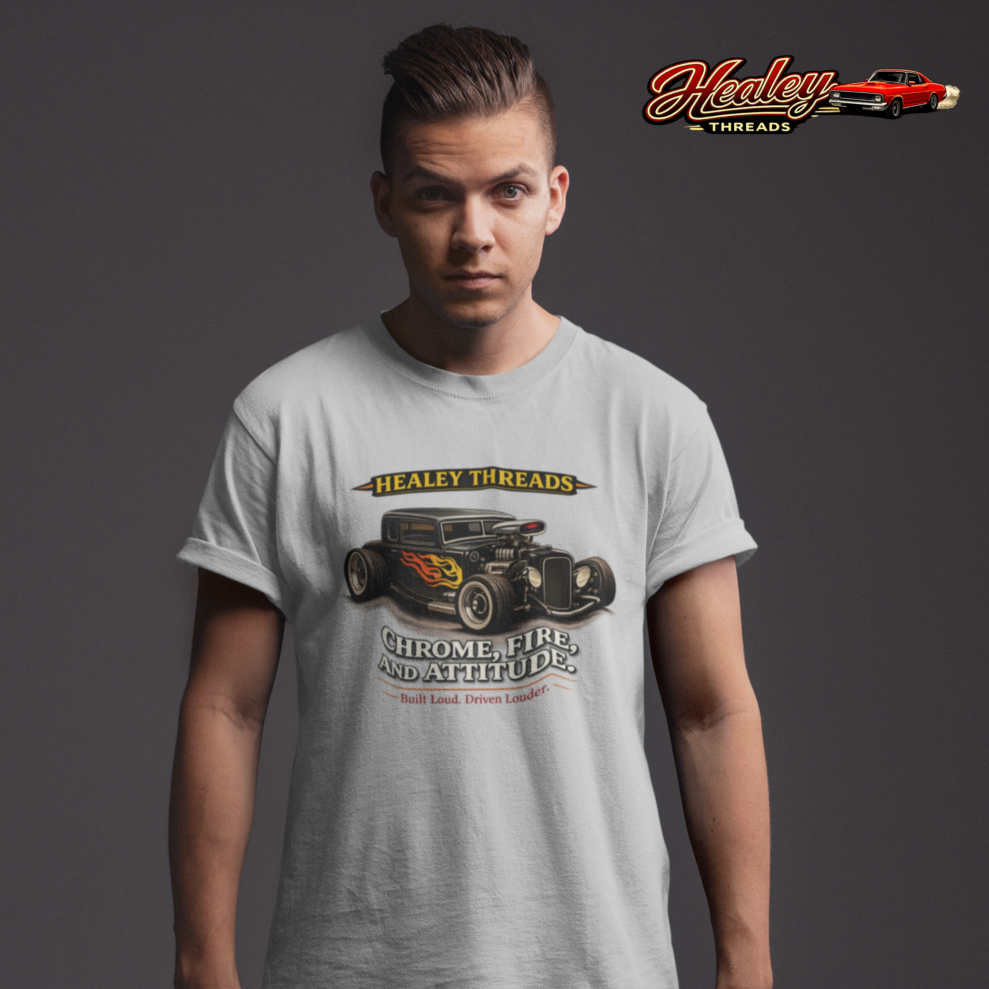 Chrome Fire Attitude Hot Rod Tee | Classic Car Gift Shirt