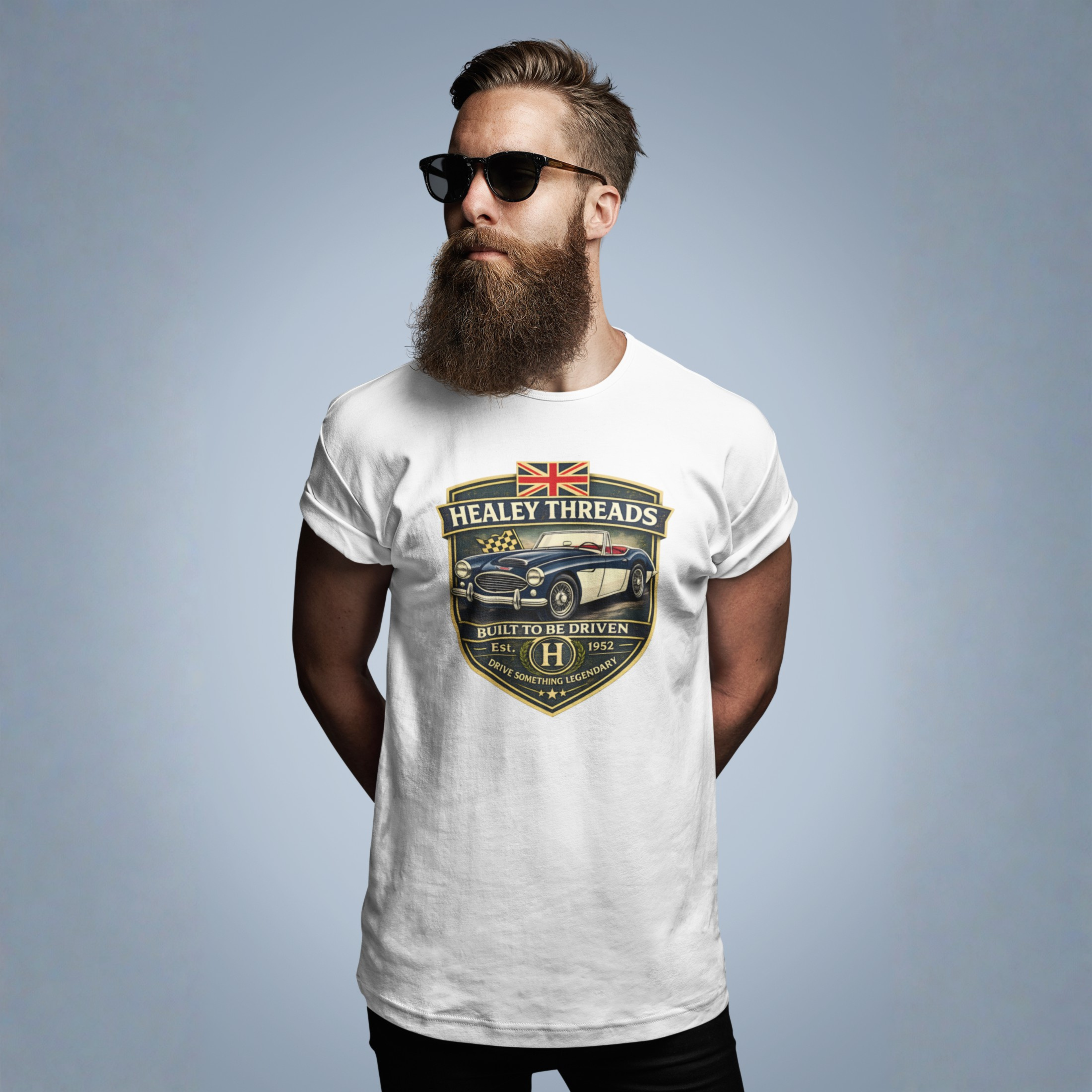 Vintage British Roadster Badge Tee | Classic Racing Shirt